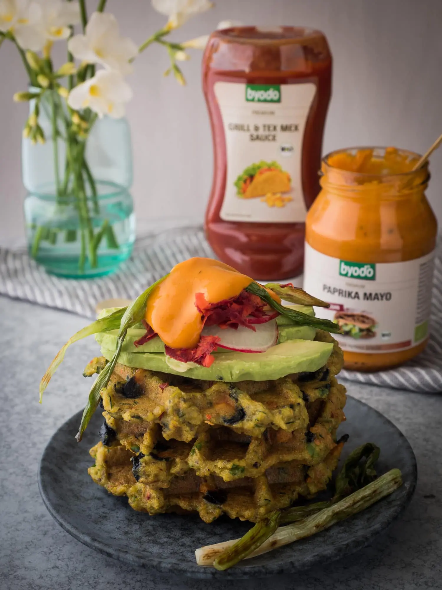 vegane Maismehl Waffeln mit Byodo