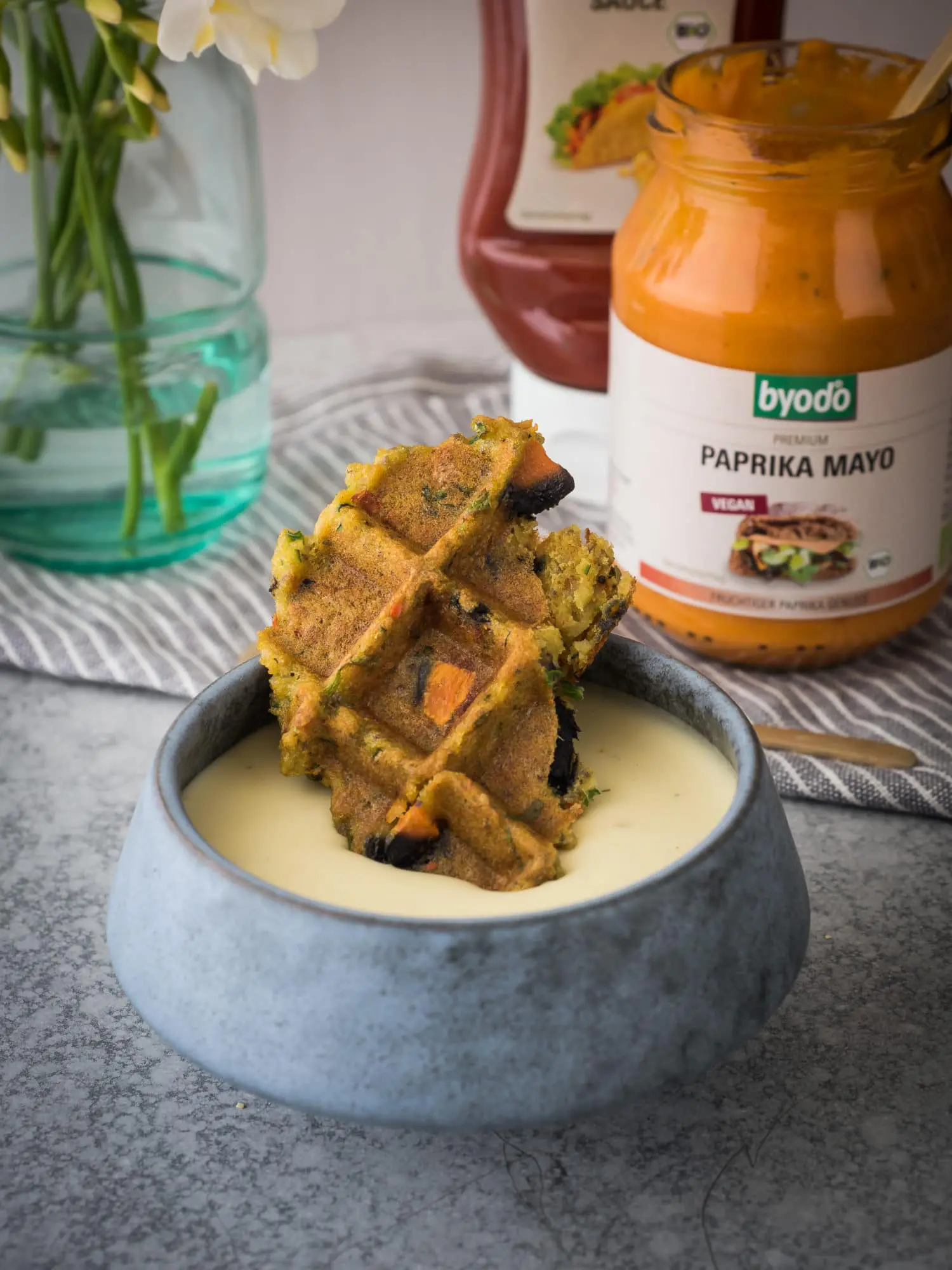 vegane Maismehl Waffeln mit Byodo