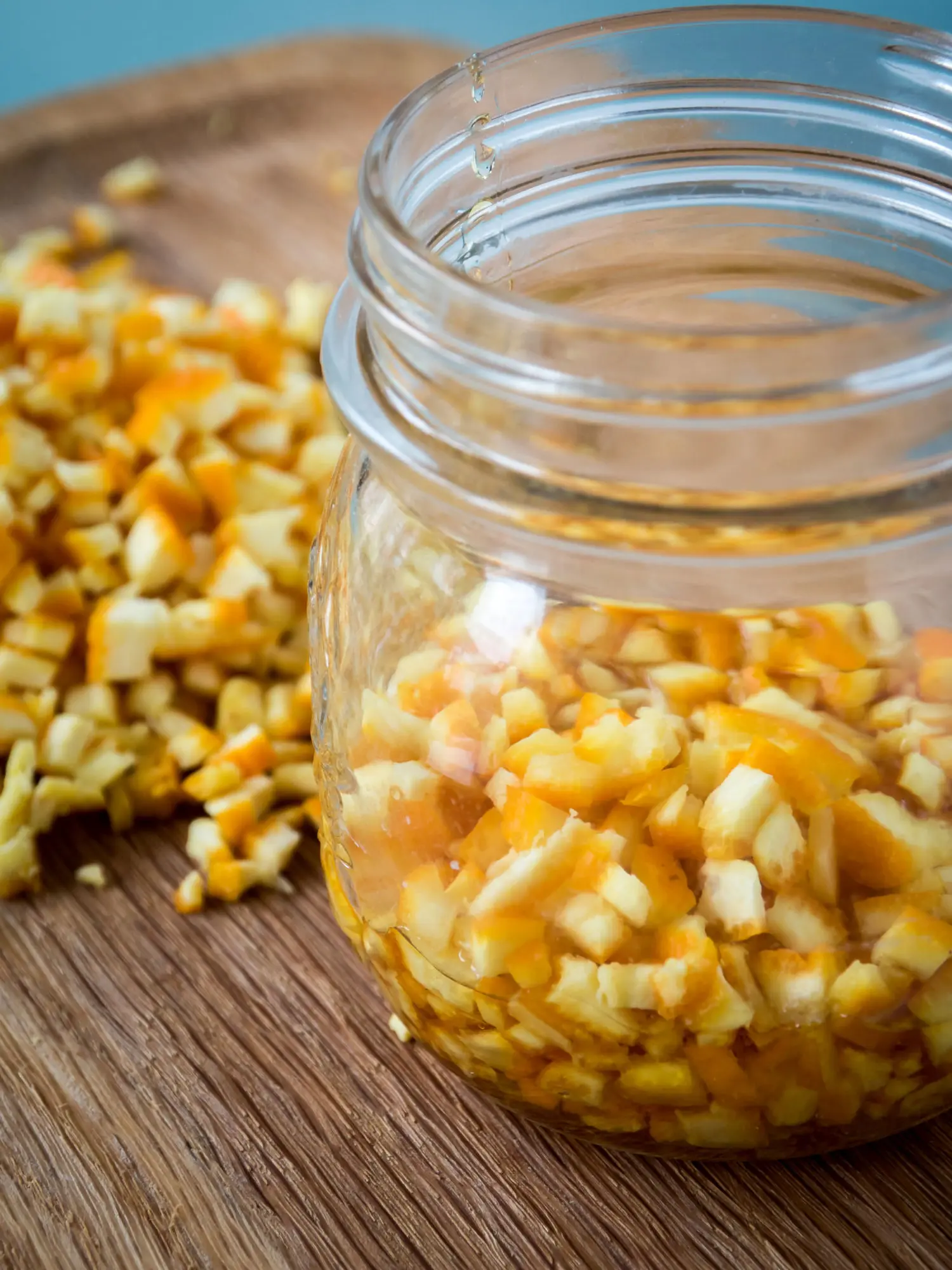 Orangeat selber machen im Glas 