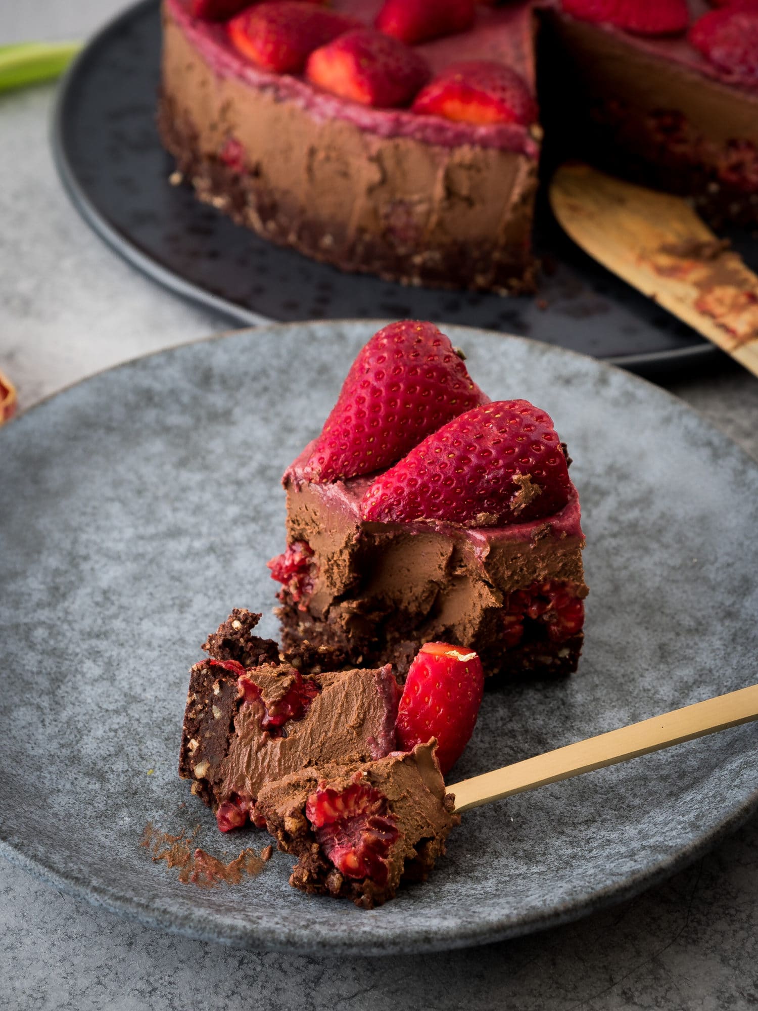 Vegane Rezepte mit Erdbeeren: Erdbeer-Schokoladenkuchen
