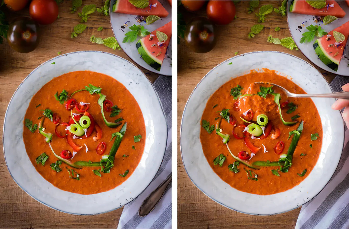 Wassermelonen Gazpacho mit Chia Samen