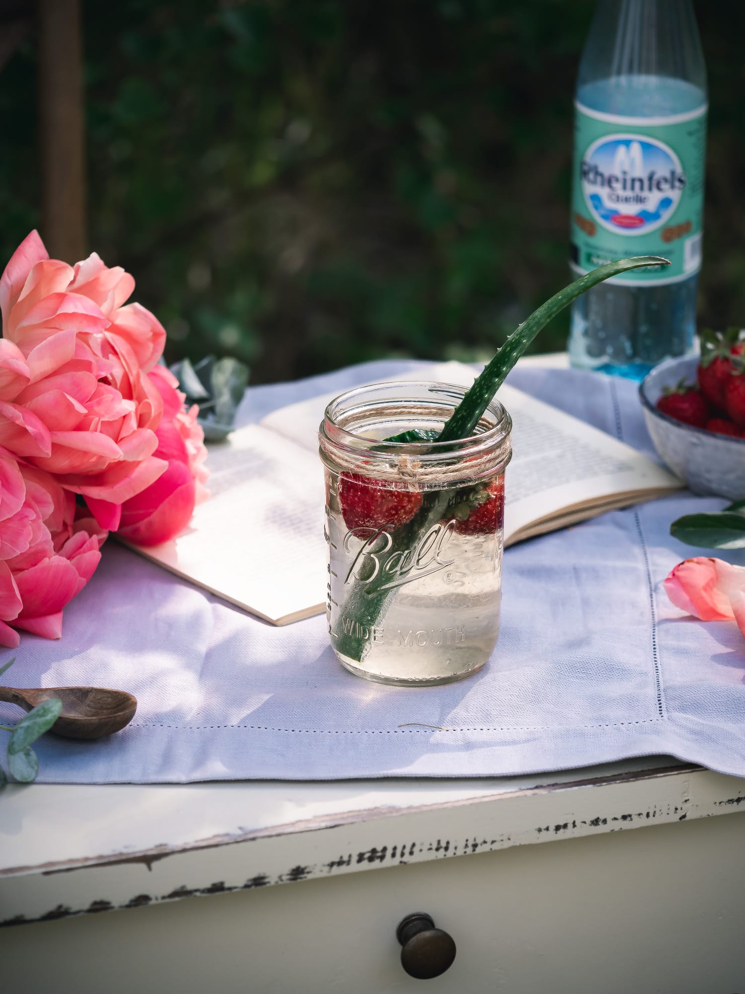 Aloe Vera Saft auf Tisch 