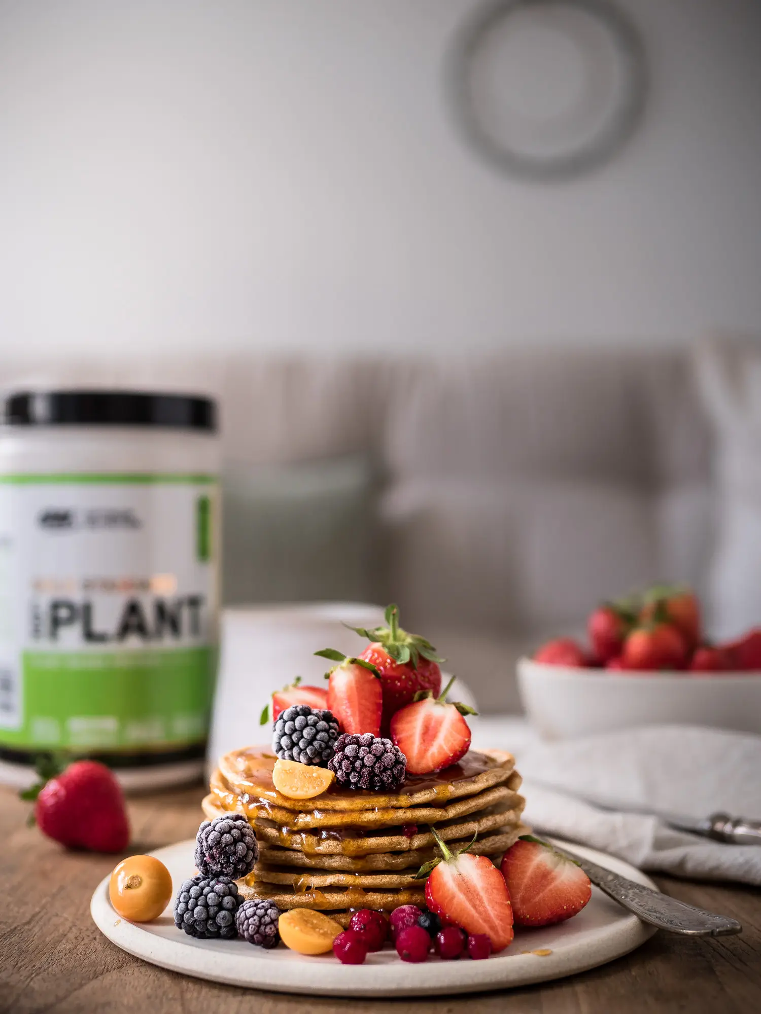 vegane Protein Pancakes mit Beeren 