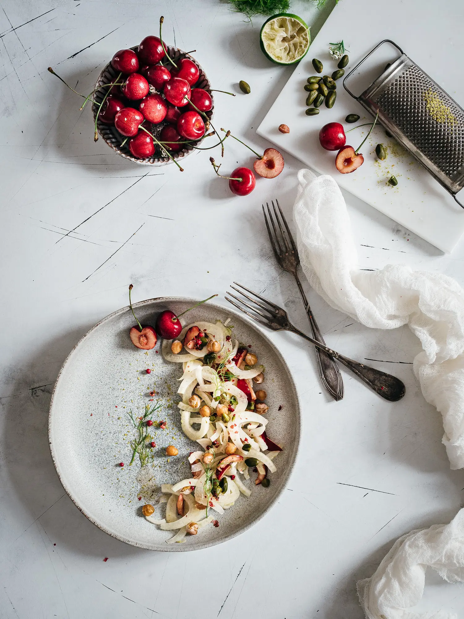 Fenchel Salat mit Kirschen